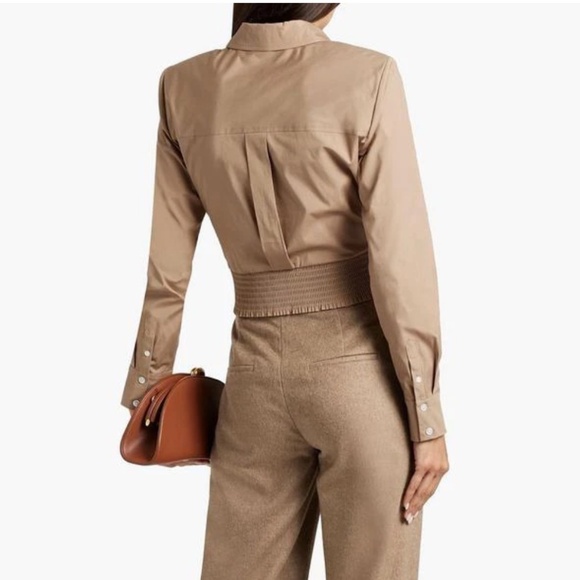 Veronica Beard, Veroy Wrapped Button-Front Crop Shirt (Size 6) - Picture 2 of 7